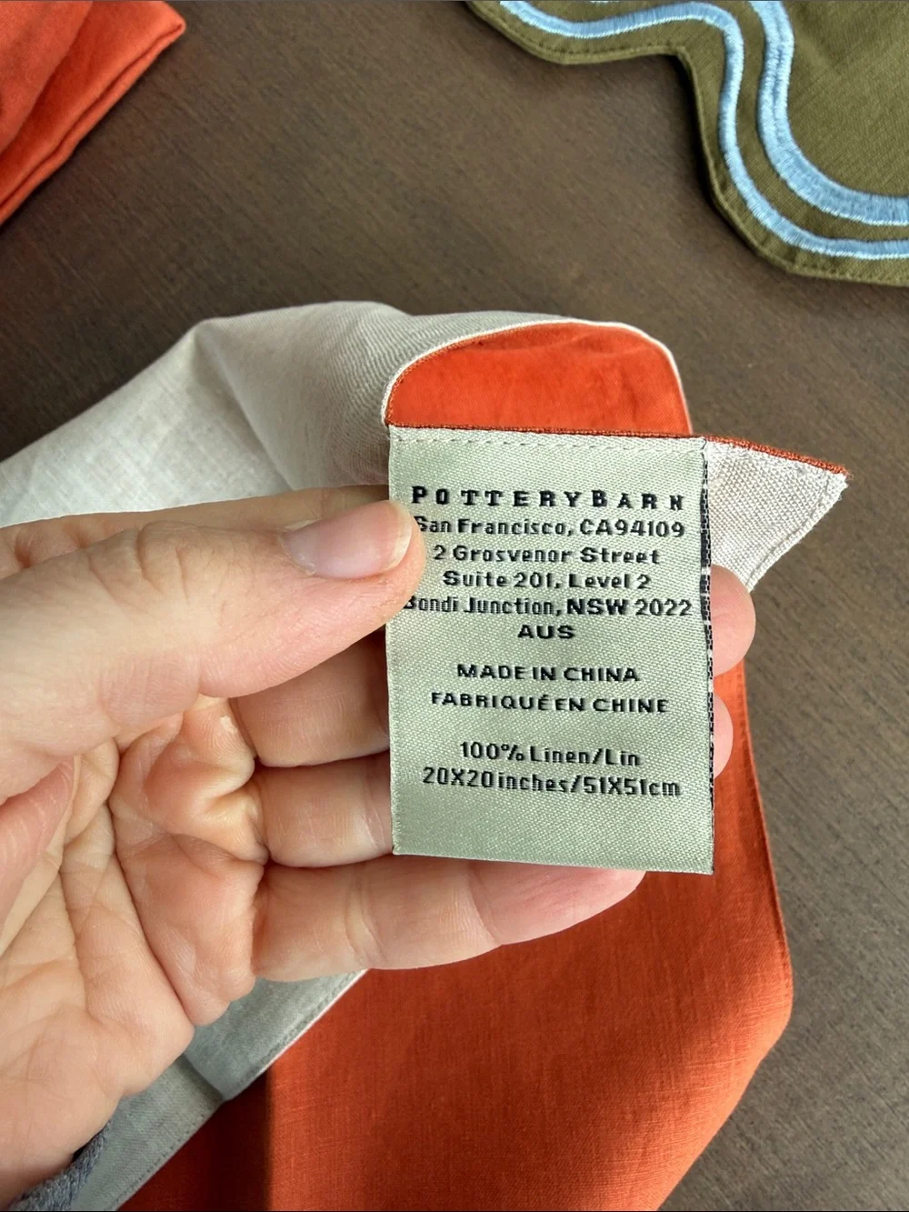Pottery Barn Burnt Orange Linen Napkins